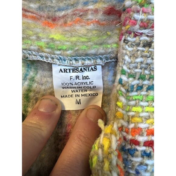 ARTESANIAS Acrylic BAJA SURF PONCHO HOODIE HOODED SWEATSHIRT JACKET Medium - Picture 5 of 16